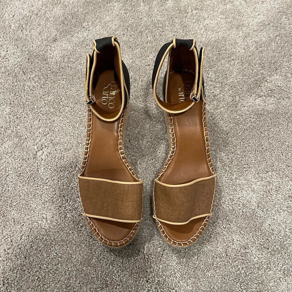 NWT Franco Sarto Women's Strappy Wedge Heel Black and Brown Size 8.5M - Picture 4 of 7